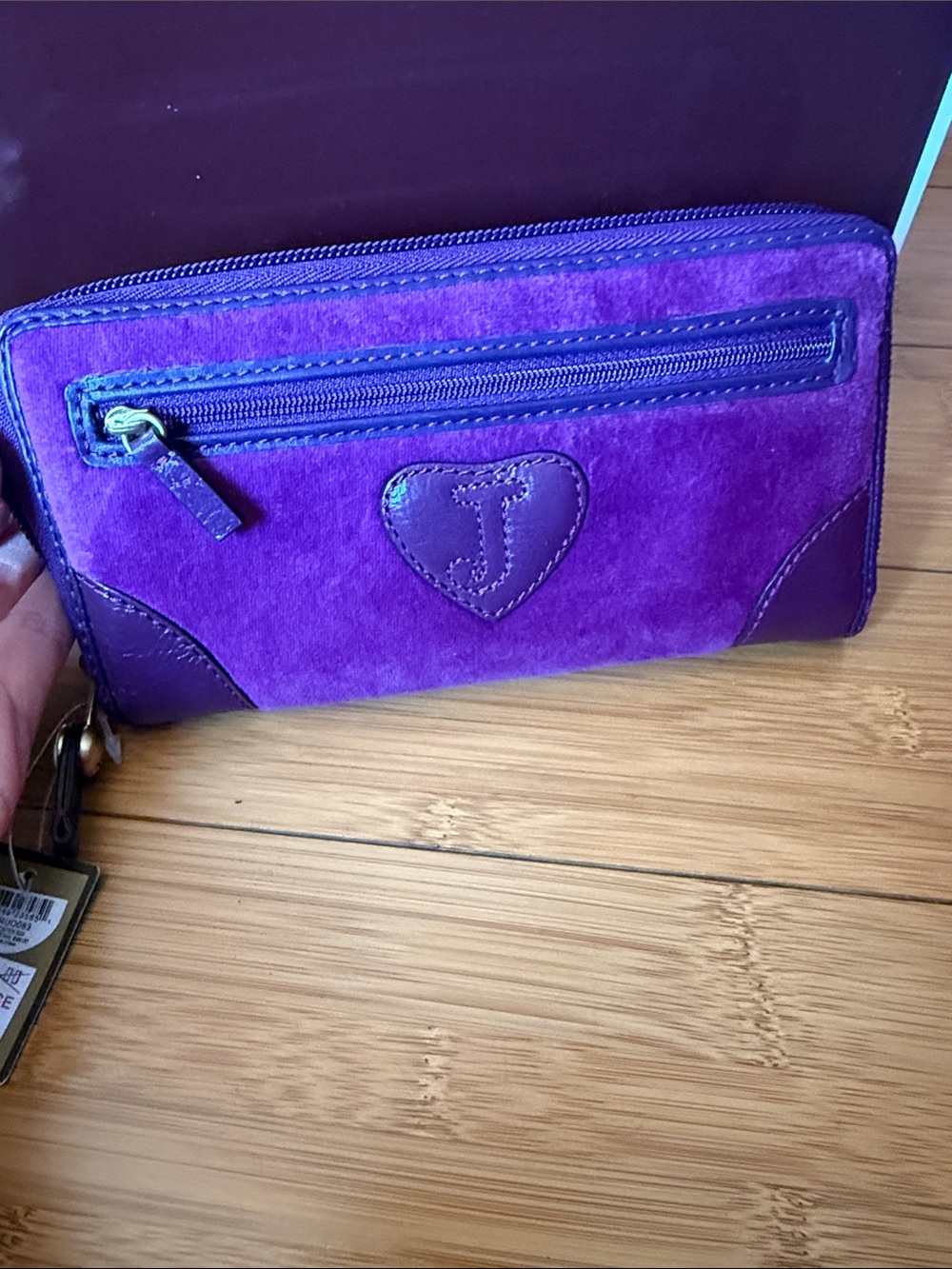 Juicy Couture Purple Suede Embellished Zip Wallet - Picture 3 of 5
